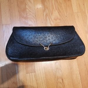 Genuine ostrich leather vintage large clutch.